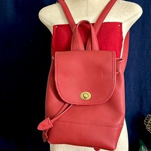 🖤SPORTS COACH red leather backpack
